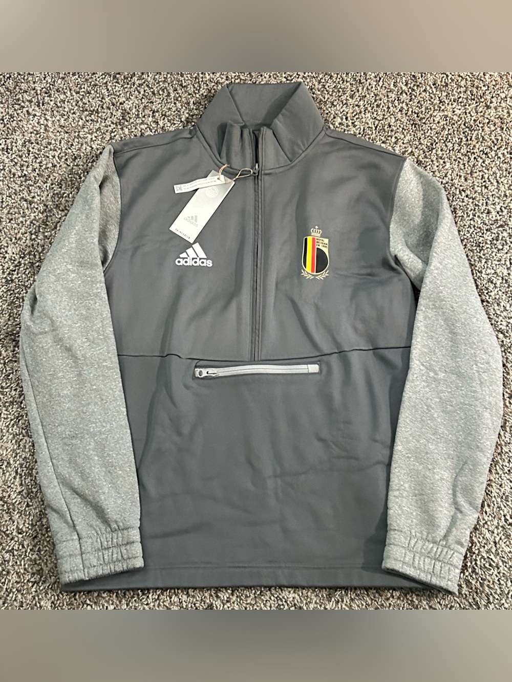 Adidas Belgium Team 1/4 Zip Sweatshirt Gray Mens Size Medium